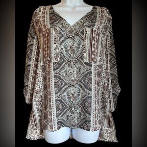 BKE BOHO PRINT BLOUSE